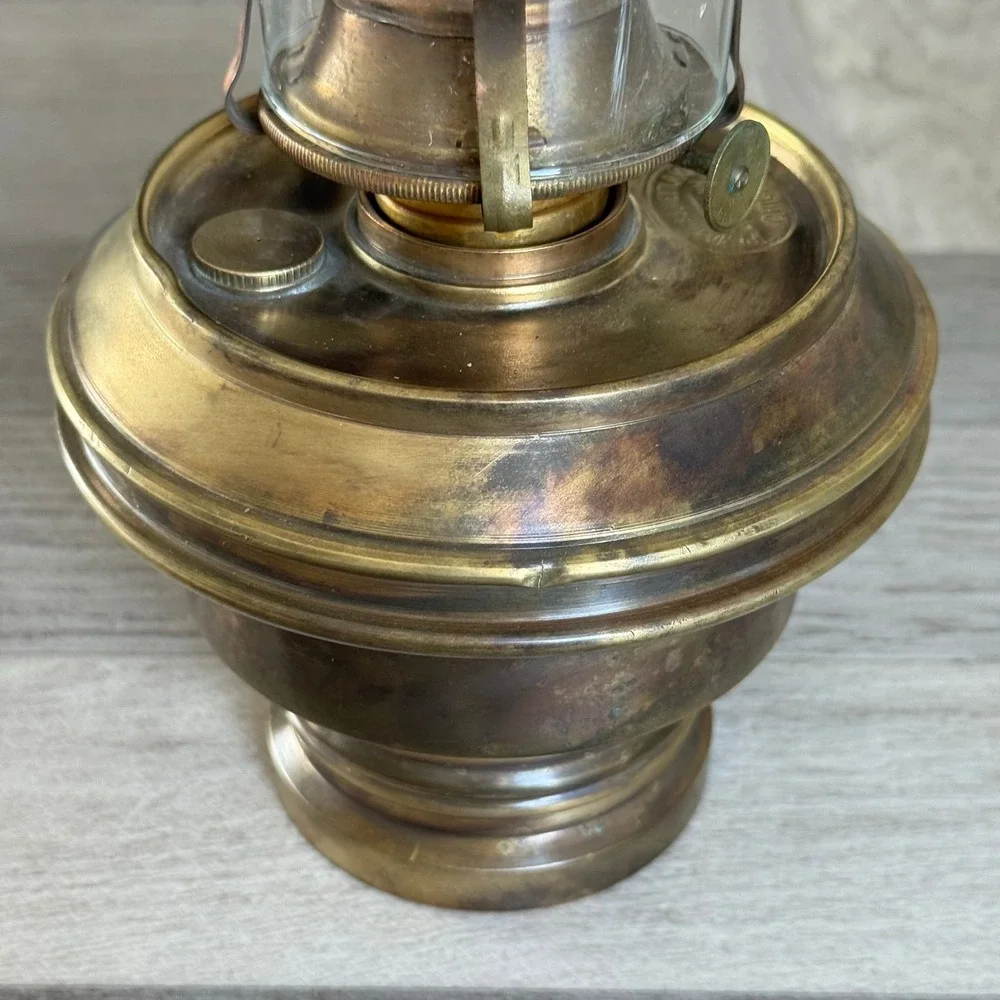 Vintage Adams & Westlake‎ Company Brass Kerosene Oil Lamp Chicago Decor